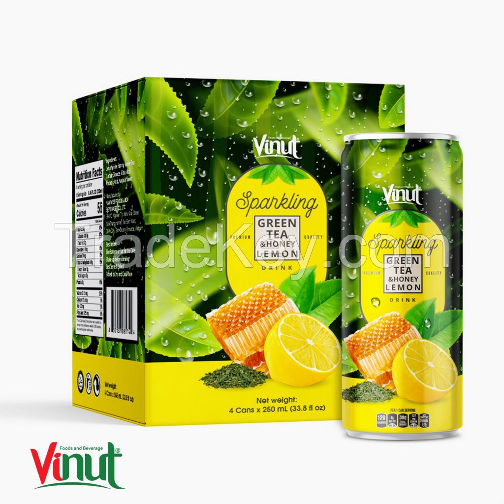 250ml Carbonated drinks Box 4 Cans Green tea & Honey Lemon Free Sample Free Label New Packing