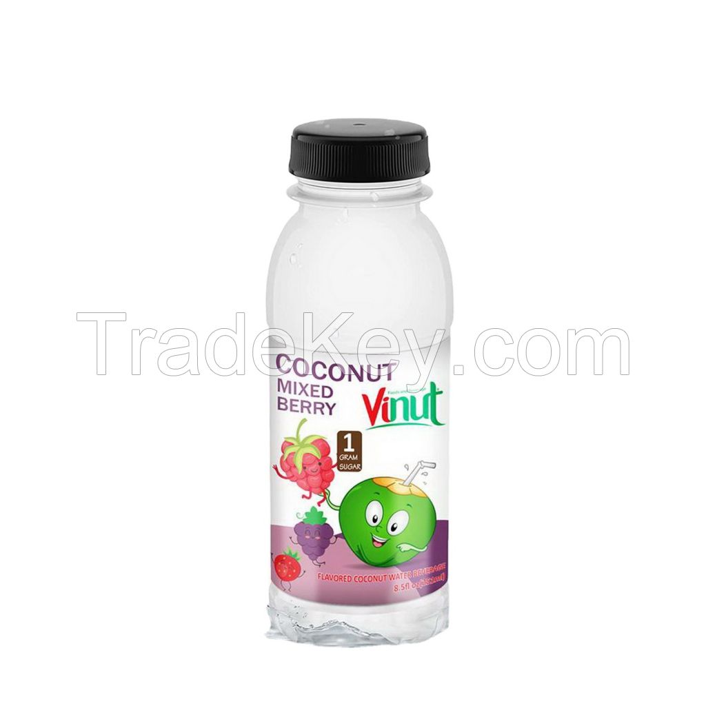 251ml VINUT Plastic Bottle Coconut water with Mixed Berry Beverage Development Factory Healthy natural Sugar-Free in Vietnam