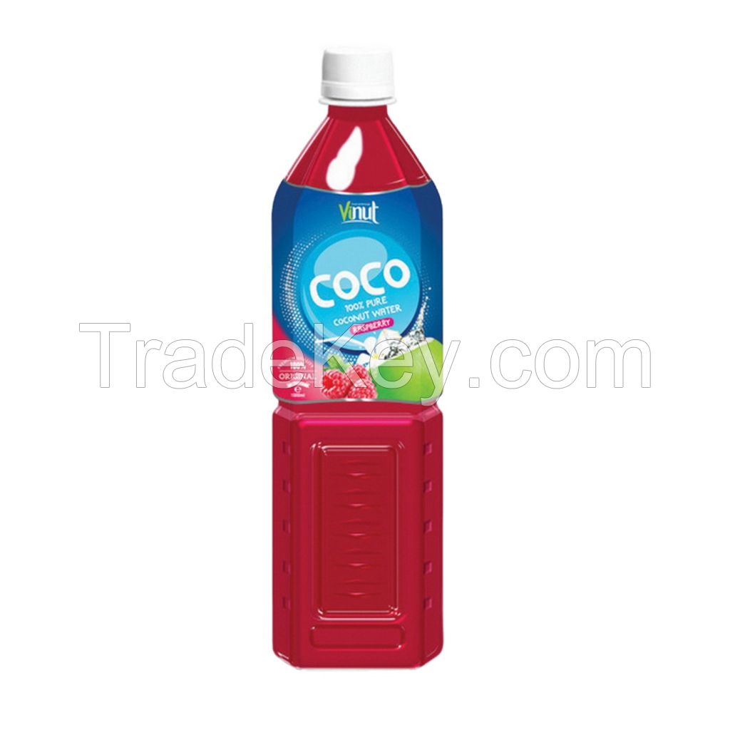1L VINUT Plastic Bottle Coconut water with Raspberry Free Sample Free Design Label Wholesale Suppliers Low-Carb in Vietnam