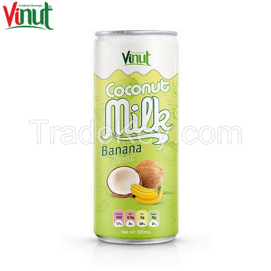 320ml VINUT Can (Tinned) Coconut milk with Banana OEM service Wholesale Suppliers Hot Sale supply Low-Carb in Vietnam