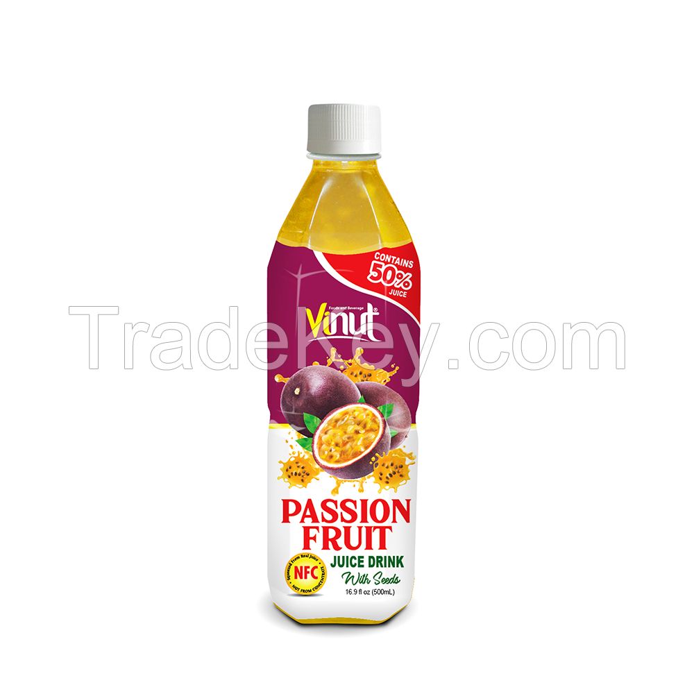 16.9 fl oz VINUT Bottle NFC 50% Passion Fruit Juice Drink with seeds