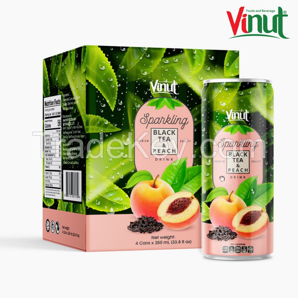 Keep a clear head 250ml VINUT Premium Black tea &amp; Peach Sparkling water