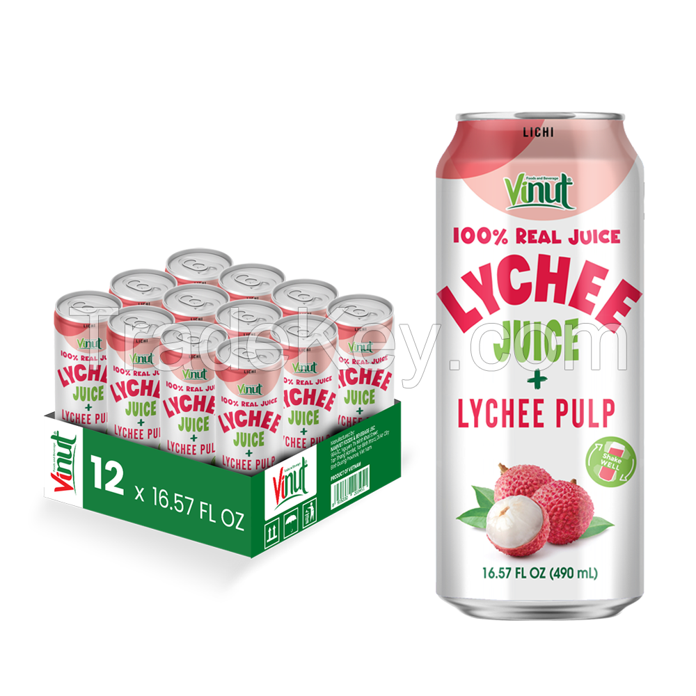 16. 57 fl oz Vinut 100% NFC Tropical Lychee Juice Drink with Pulp (No Sugar Added)