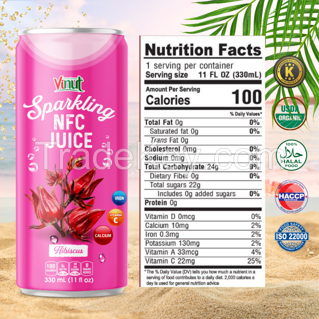 330ml VINUT Hibiscus Sparkling Drink Free Sample Free Label New Packing