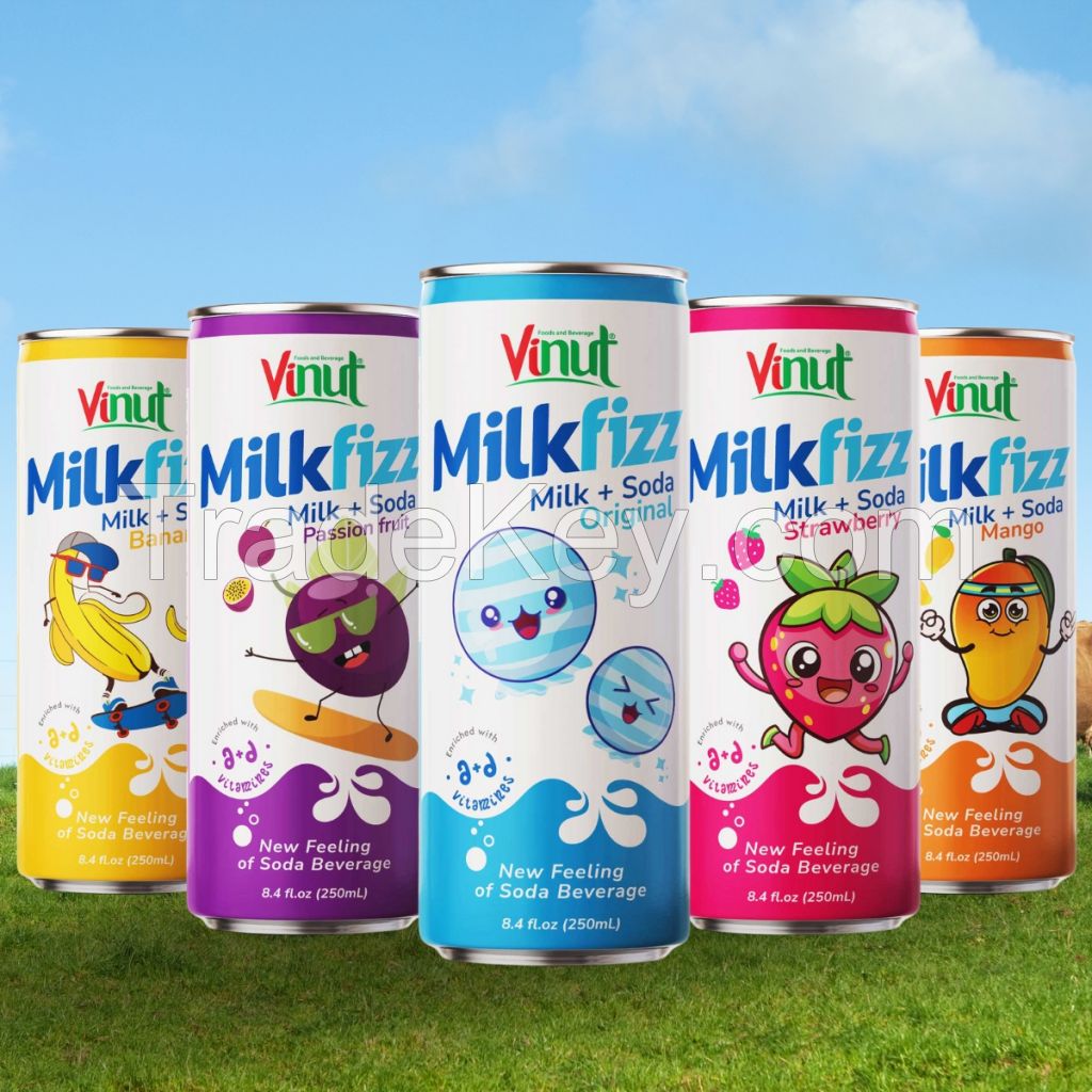 Milkfizz Milk Soda Original flavor VINUT 250ml Free sample Private label ODM OEM Wholesaler Price ISO HALAL KOSHER Manufacturer