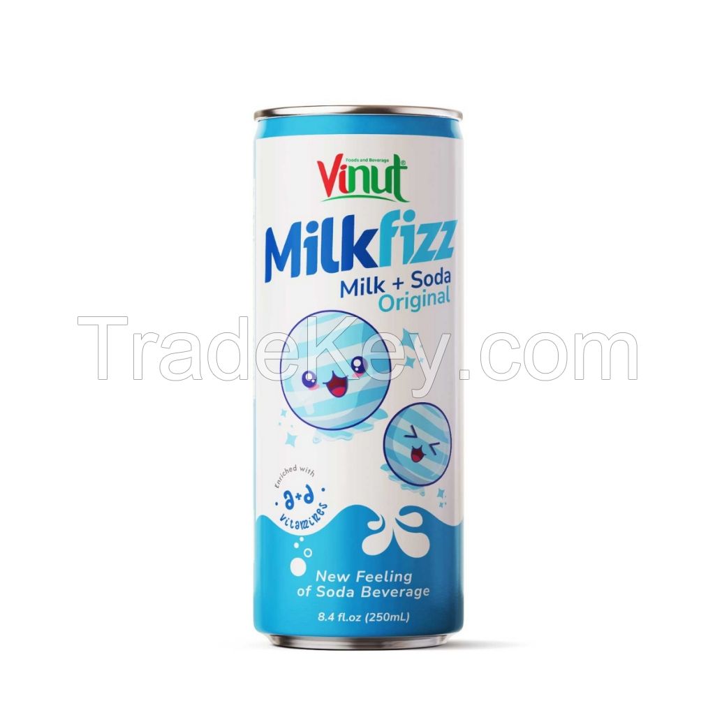 Milkfizz Milk Soda Original flavor VINUT 250ml Free sample Private label ODM OEM Wholesaler Price ISO HALAL KOSHER Manufacturer
