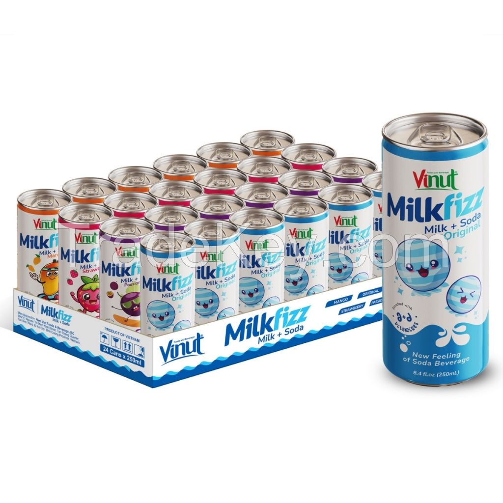 Milkfizz Milk Soda Original flavor VINUT 250ml Free sample Private label ODM OEM Wholesaler Price ISO HALAL KOSHER Manufacturer