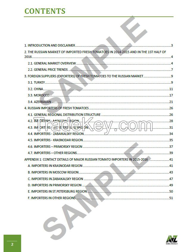 Updated market report: Russian market of imported fresh tomatoes in 2014, 2015 and in the 1st half of 2016