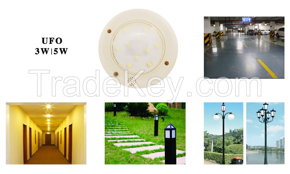 UFO 5W SMD5050 CE global screwed LED sound activated delay lights sound&light control sensor bulbs hallway stairs