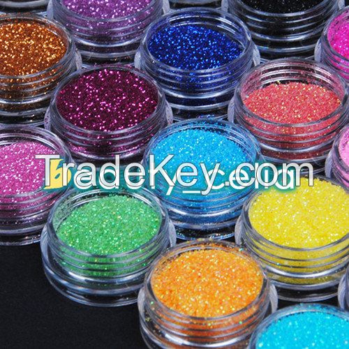 24 Color Nail Art Glitter Powder Dust UV Gel Acrylic Powder Decoration Tips Kit