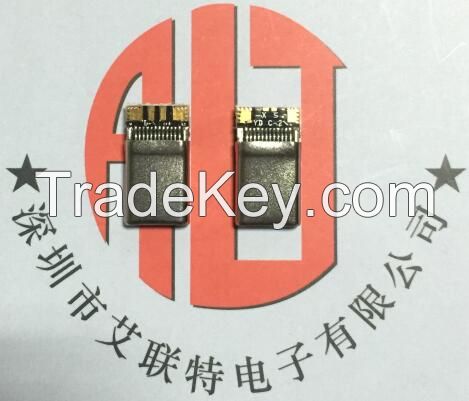 Seamless steel tube USB3.1 type-C male head with PCB plate