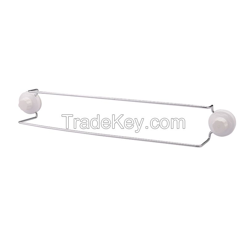 Double pole towel bar with suction cup