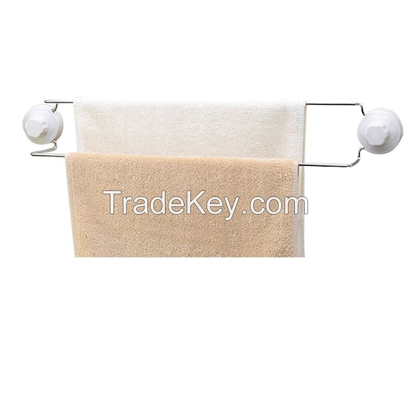 Double pole towel bar with suction cup