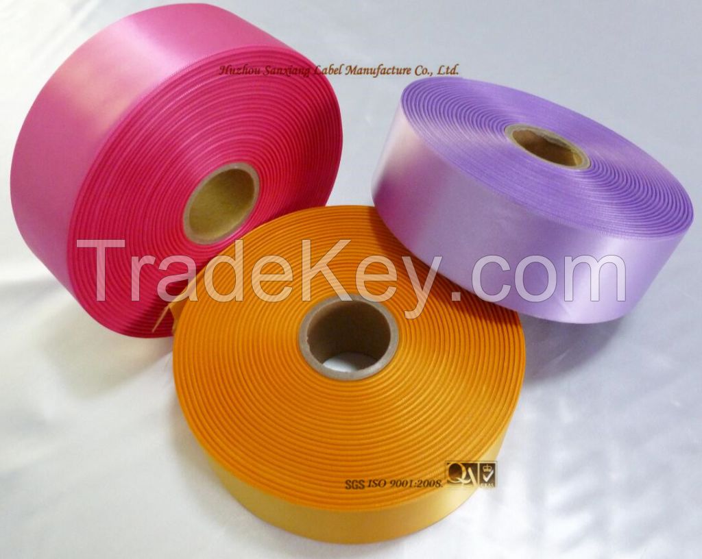 Good quality polyester satin ribbon single side for garment labels