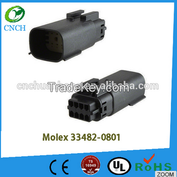 33472-0801/33482-0801 Molex original 8 Position Rectangular Housing Connector Receptacle and Plug Black 0.138" (3.50mm)