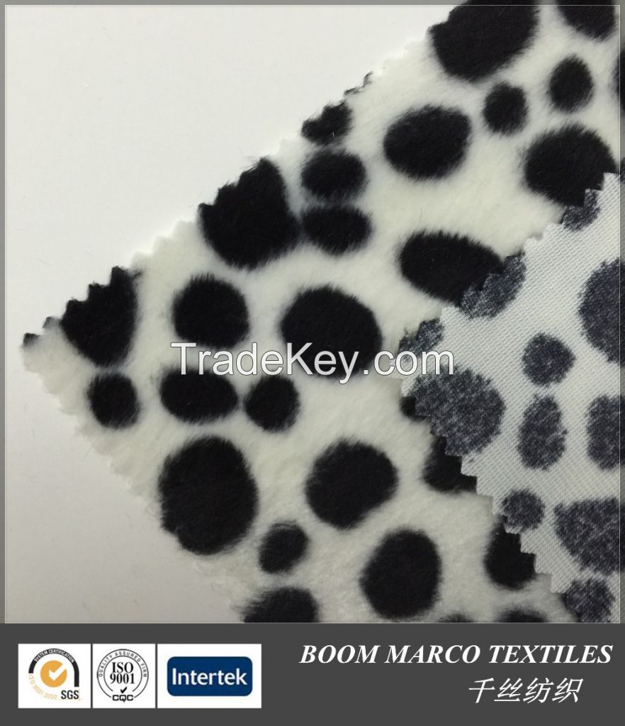 sofa covering velboa fabric printed milk cow 260gsm 152cm 2.5-3.mm 100%polyester