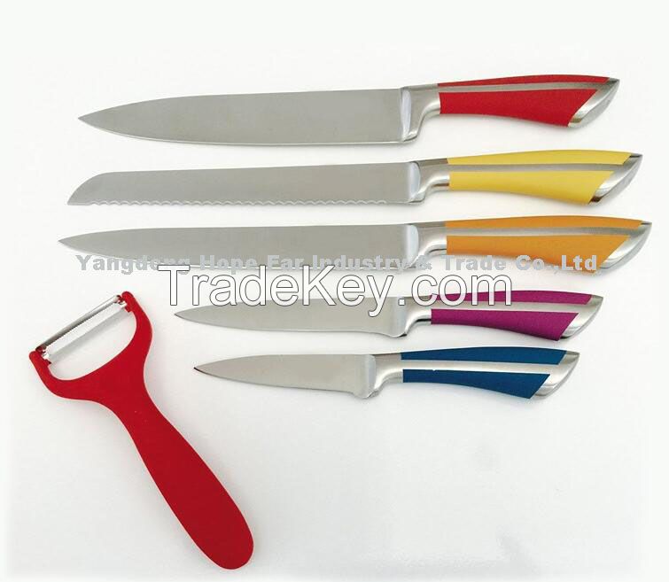 stainless steel kitchen knife set with holder