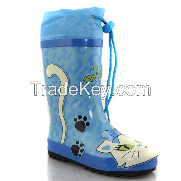 Cute Cat Pattern Kids Rubber Rain Boots