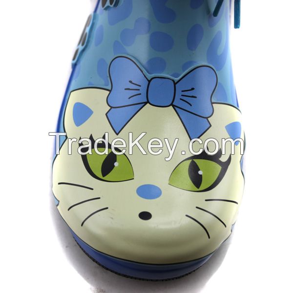 Cute Cat Pattern Kids Rubber Rain Boots