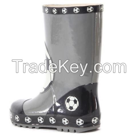 Children football printed rubebr rain boots