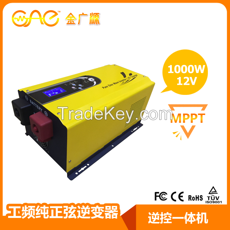 GSI 1000W 12V Low frequency pure sine wave solar inverter with built-in MPPT solar charge controller