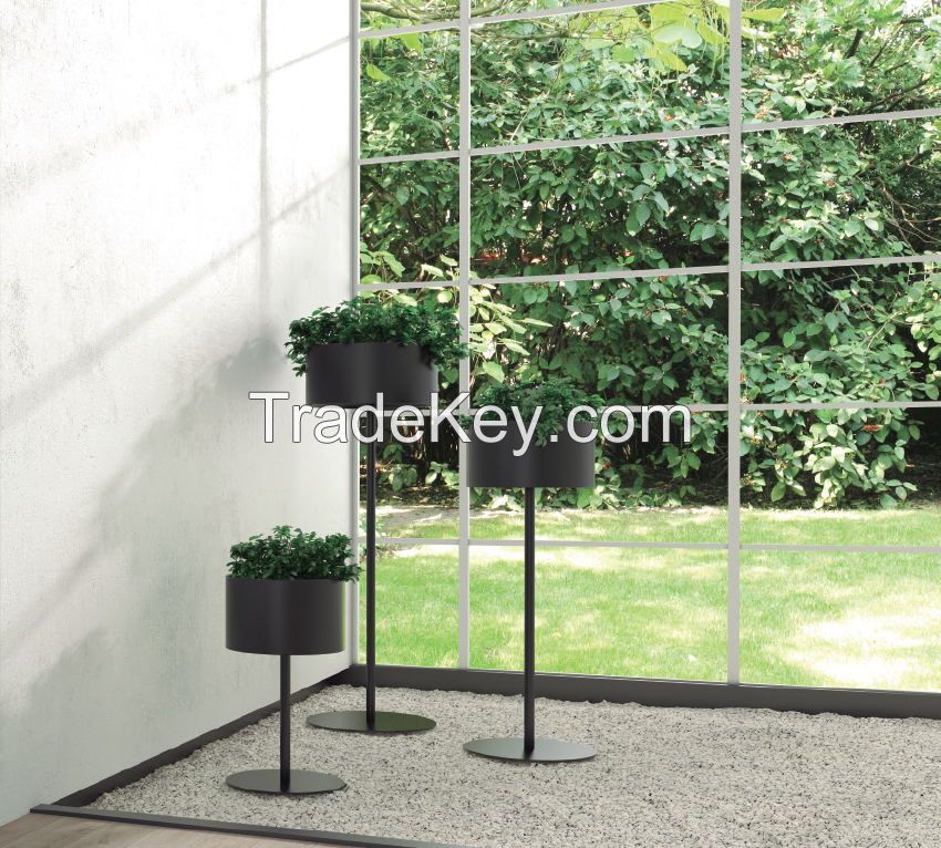 Uispair 100% Steel Floor Round Planter for Modern Office Garden Decoration