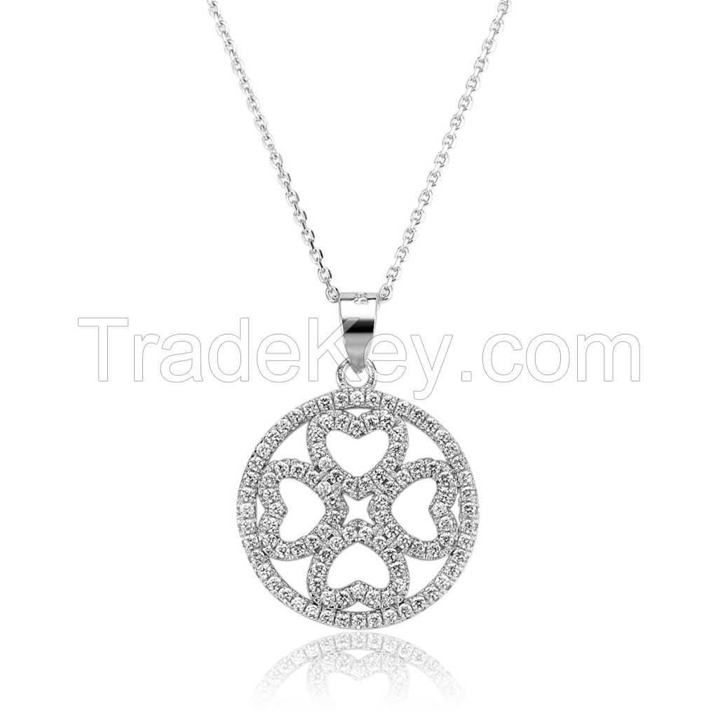 Fashion Women Necklace 925 Sterling Silver Pendant Necklace Four Leaf Clover Necklace 925 Silver Necklace