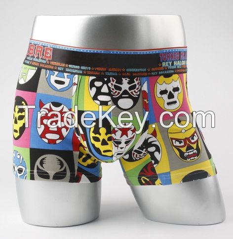 High quality allover printing men's full boxer underwear with cotton