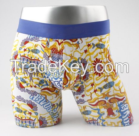 High quality allover full printing men's shorts underwear with cotton