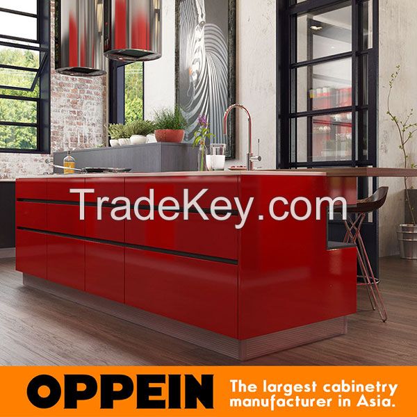 Modern Red Industrial Style Wooden Lacquer Laminate Kitchen Cabinet