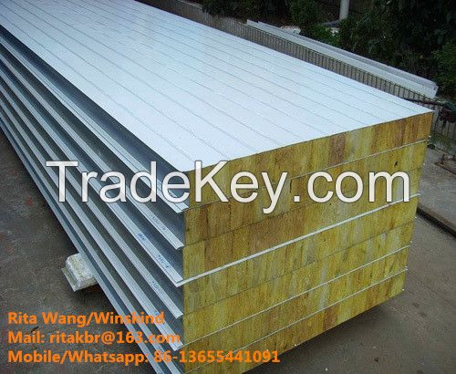 Stuctual building materials Rock Wool Sandwich Panel for Wall with ISO9001