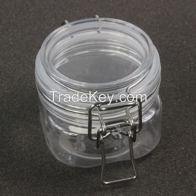 square shape plastic 150ml 200ml 500ml 800ml wire bail/bale jar