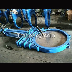 DN1000 PN10 DIN non-rising stem ductile iron GGG40 GJS400-15 knife gate valve one piece body structure EPDM NBR Viton seat bi-directional