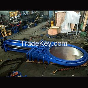 DN1200 PN10 DIN non-rising stem ductile iron GGG40 GJS400-15 knife gate valve one piece body structure EPDM NBR Viton seat bi-directional