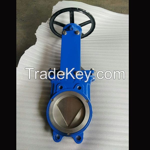 DIN WCB knife gate valve with replaceable EPDM/PTFE/metal seat, V-port