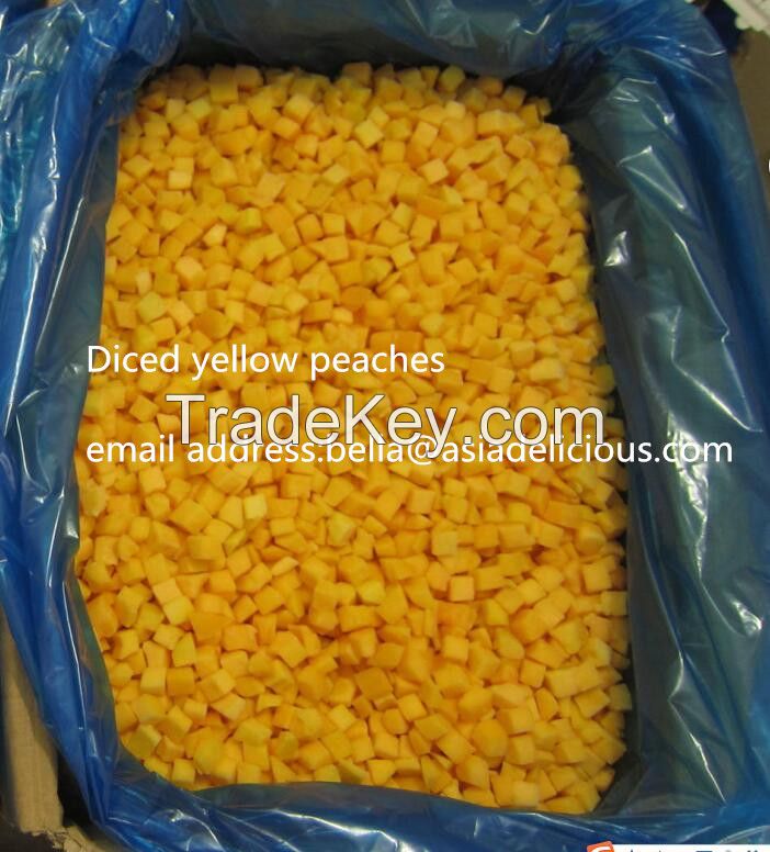 2016 crop IQF diced yellow peaches/ frozen fruits/ certificate with HACCP, BRC, KOSHER