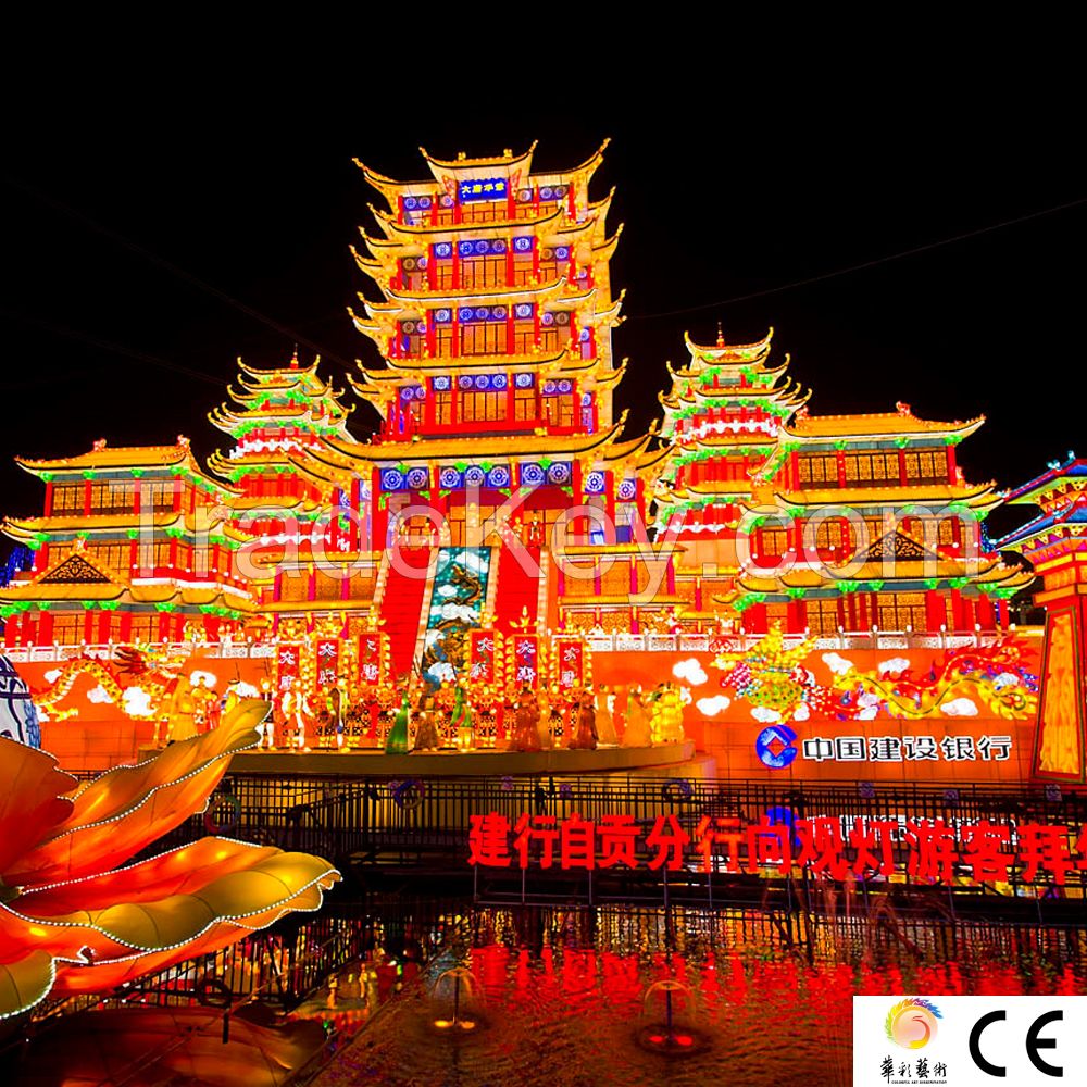 Chinese  traditonal silk lighting lanterns festival decoration outdoor