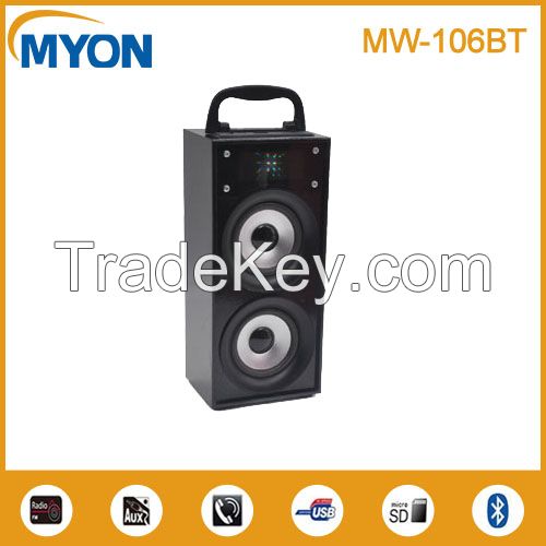 Shiny LED Portable Wooden Bluetooth Speaker With USB Micro SD FM Aux in Function