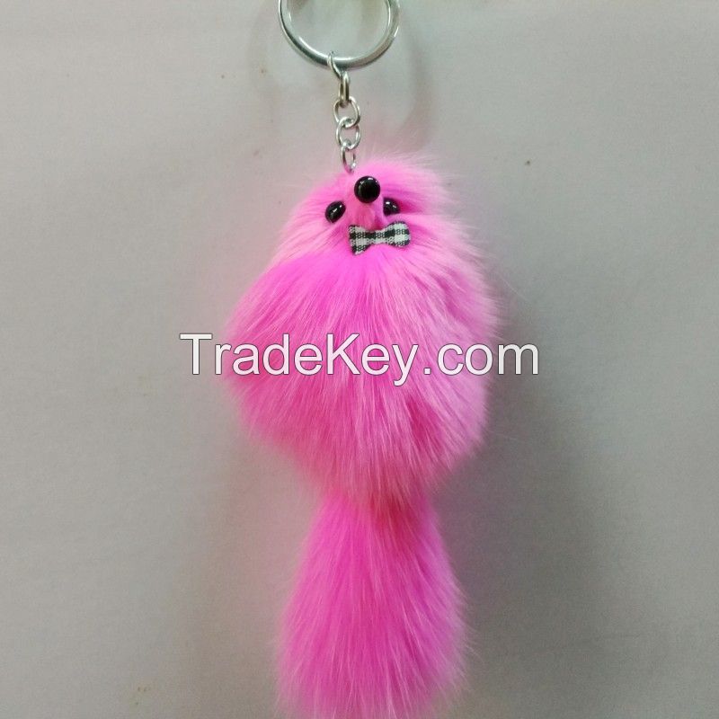 Rabbit Fur Ball Keychain Bag Plush Car Key Ring Car Key Pendant