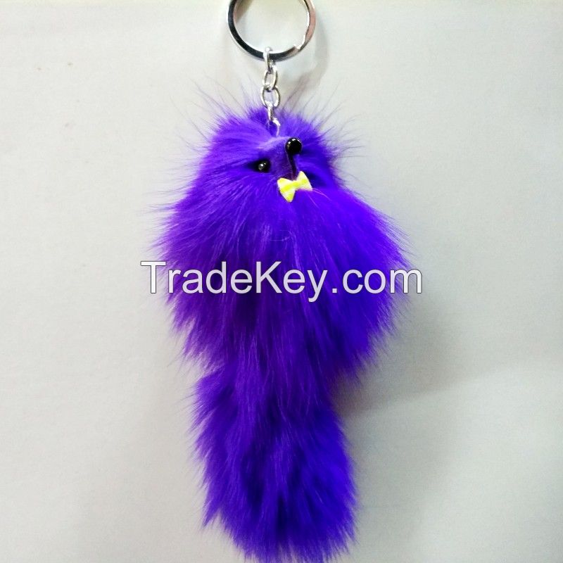 Rabbit Fur Ball Keychain Bag Plush Car Key Ring Car Key Pendant