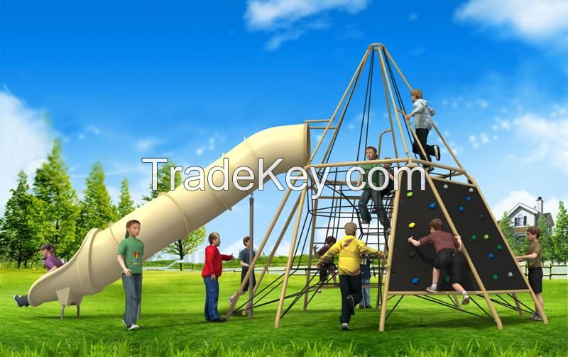 Professional QS Teenager Series Outdoor Playground Equipment Slide Tunnel&Climbing Wall WD-QS019