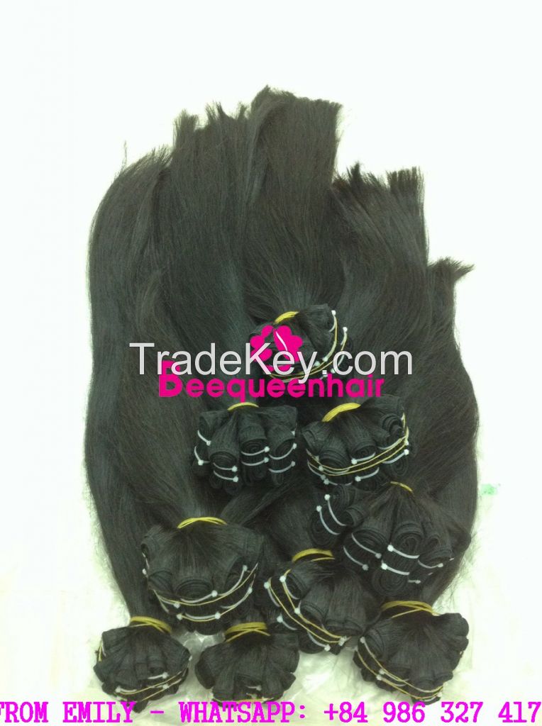 Machine weft black hair