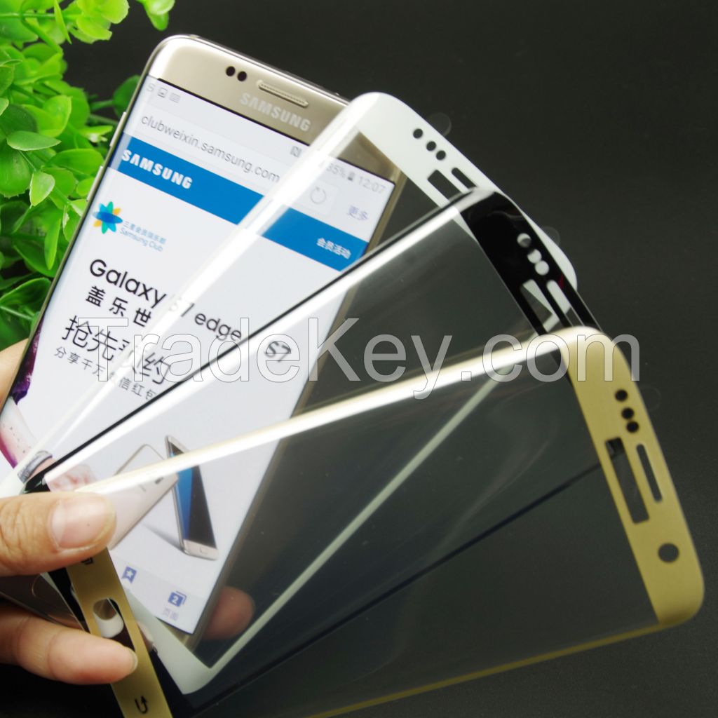 Hot sale screen protectors for Samsung s7 edge silkscreen 3D edge to edge screen protector for s7 edge