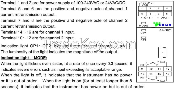 Yudian AI-7011D5 DIN Rail Mounted Temperature Transmitter, Signal Isolator