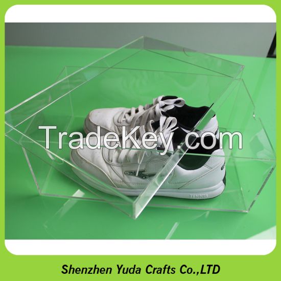 High transparent acrylic shoe box bespoke, clear shoe box display case, custom sneaker box