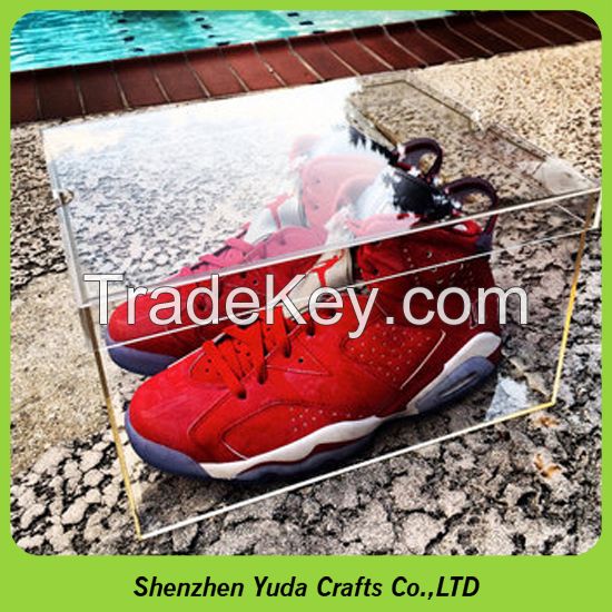 High transparent acrylic shoe box bespoke, clear shoe box display case, custom sneaker box