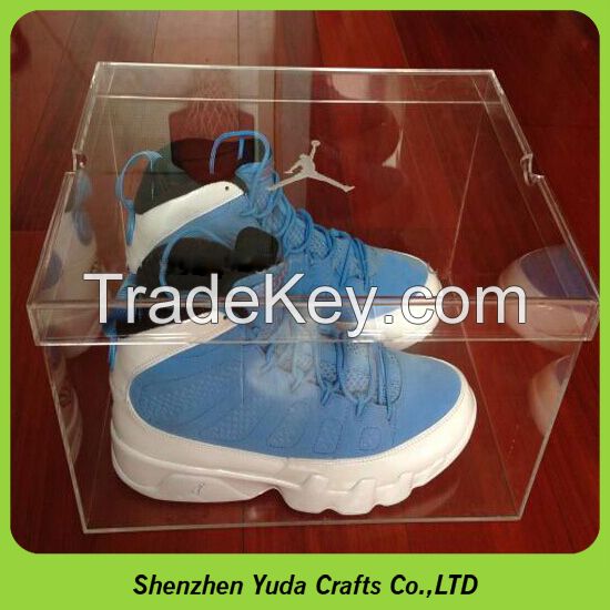 High transparent acrylic shoe box bespoke, clear shoe box display case, custom sneaker box