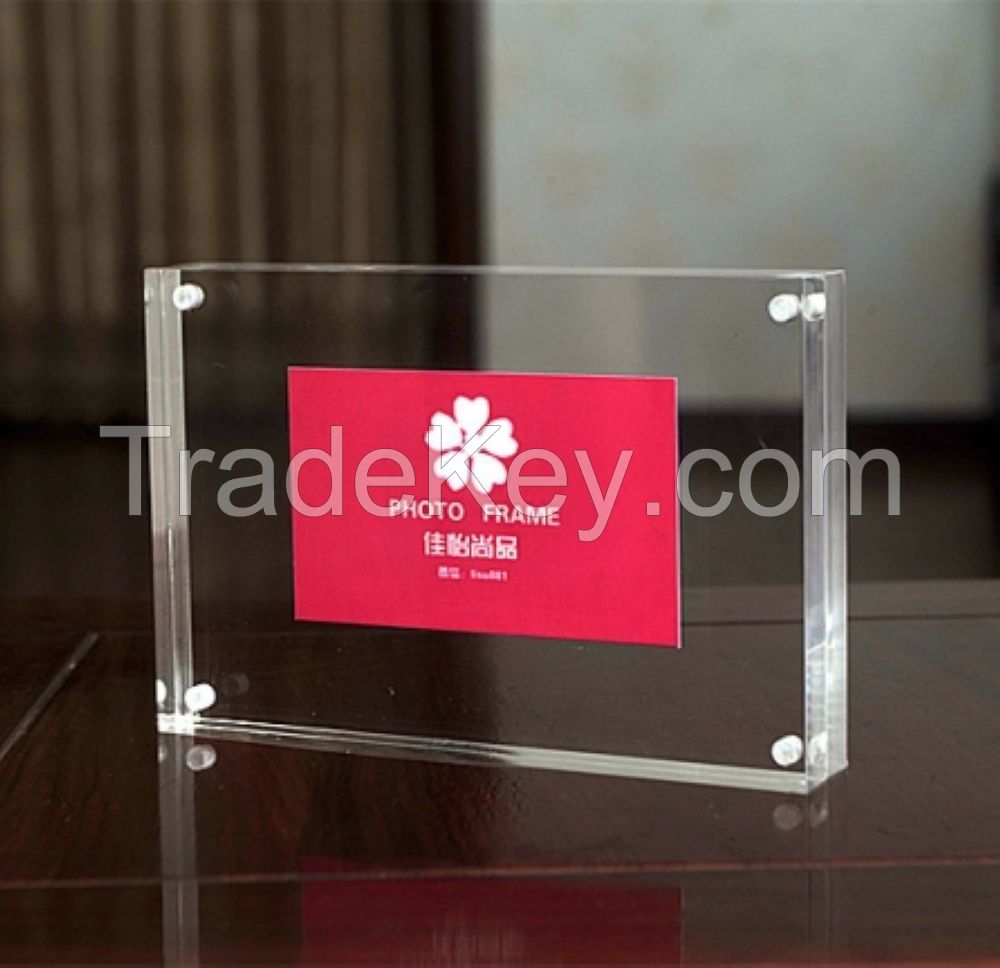 Clear acrylic magnetic photo display block frame  