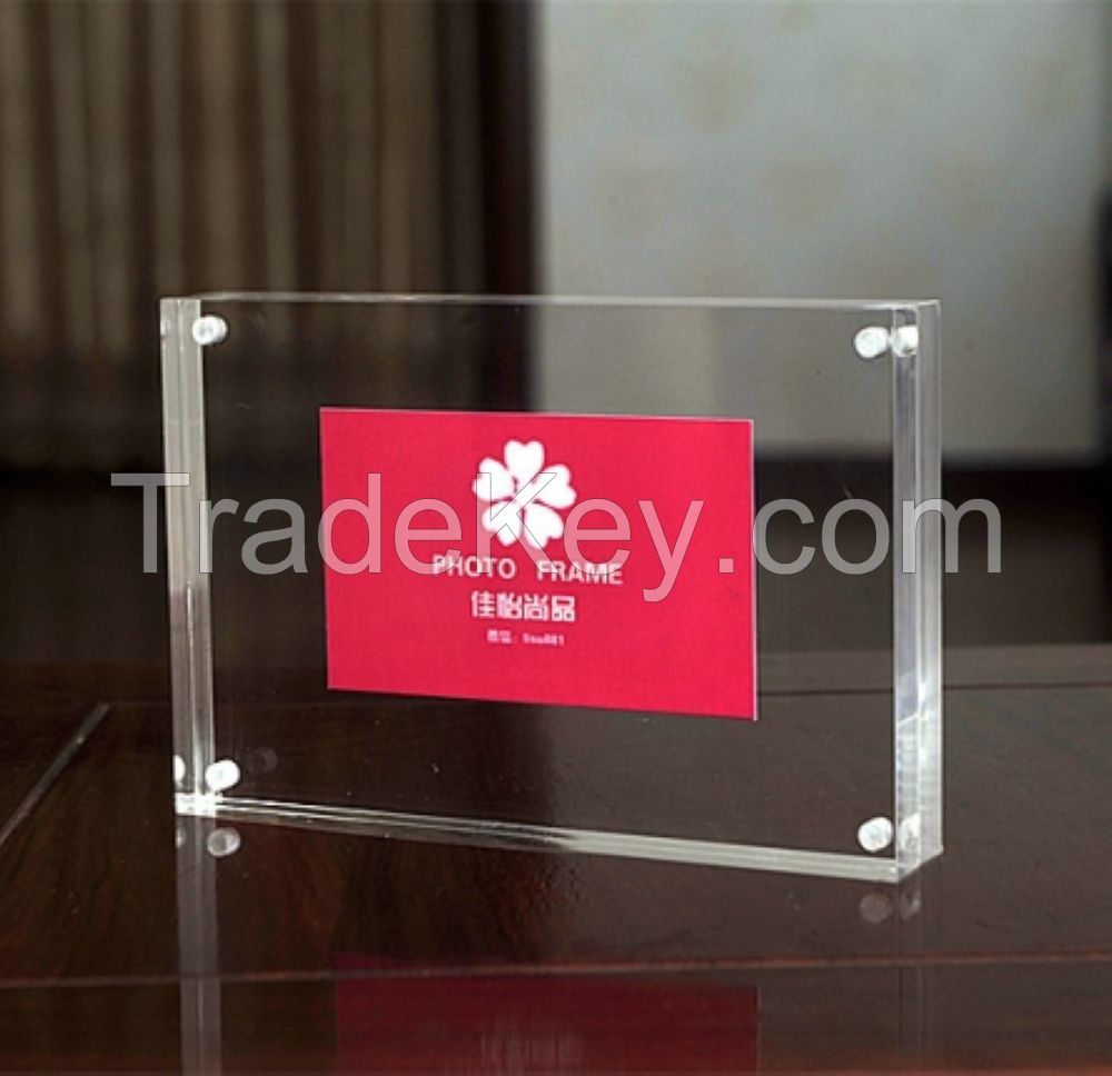 Clear acrylic magnetic photo display block frame