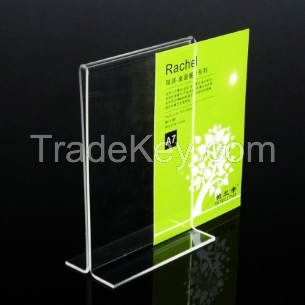 T shape A4 clear acrylic menu holder stand